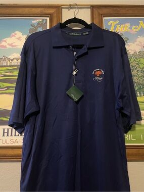 Bobby Jones Ocean Course Kiawah Island Golf Polo Shirt Navy Blue Large NWT
